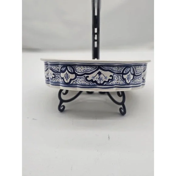 SLAMA  Pottery Since 1965 Blue Multi Color Pan Made In Tunisia - Picture 6 of 10